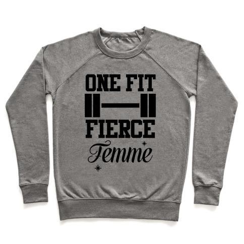 Virgin Teez  Pullover Crewneck Sweatshirt / x-small / Heathered Gray ONE FIT FIERCE FEMME CREWNECK SWEATSHIRT