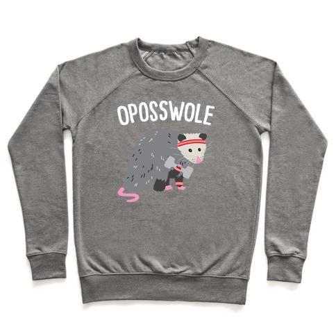 Virgin Teez  Pullover Crewneck Sweatshirt / x-small / Heathered Gray OPOSSWOLE OPOSSUM CREWNECK SWEATSHIRT