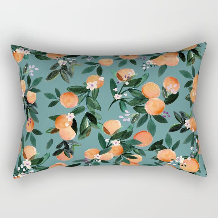 The Pillow pillows Orange Floral Rectangle Pillow