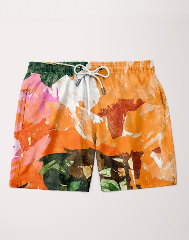 Ayaz Ahmed Shorts SMALL (28"-18") Orange Flower Shorts