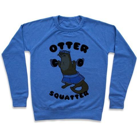 Virgin Teez  Pullover Crewneck Sweatshirt / x-small / Heathered Blue OTTER SQUATTER CREWNECK SWEATSHIRT