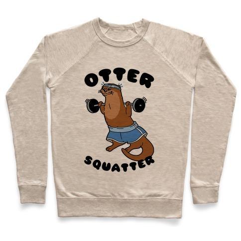 Virgin Teez  Pullover Crewneck Sweatshirt / x-small / Heathered Oatmeal OTTER SQUATTER CREWNECK SWEATSHIRT