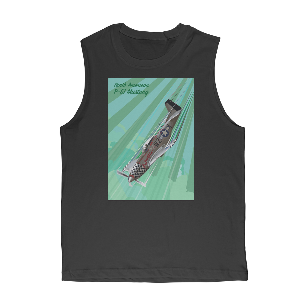 VIRGIN TEEZ Tank Top Black / Unisex / S P-51 Mustang Pop Art Premium Adult Muscle Top