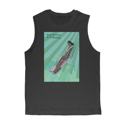 VIRGIN TEEZ Tank Top Black / Unisex / S P-51 Mustang Pop Art Premium Adult Muscle Top