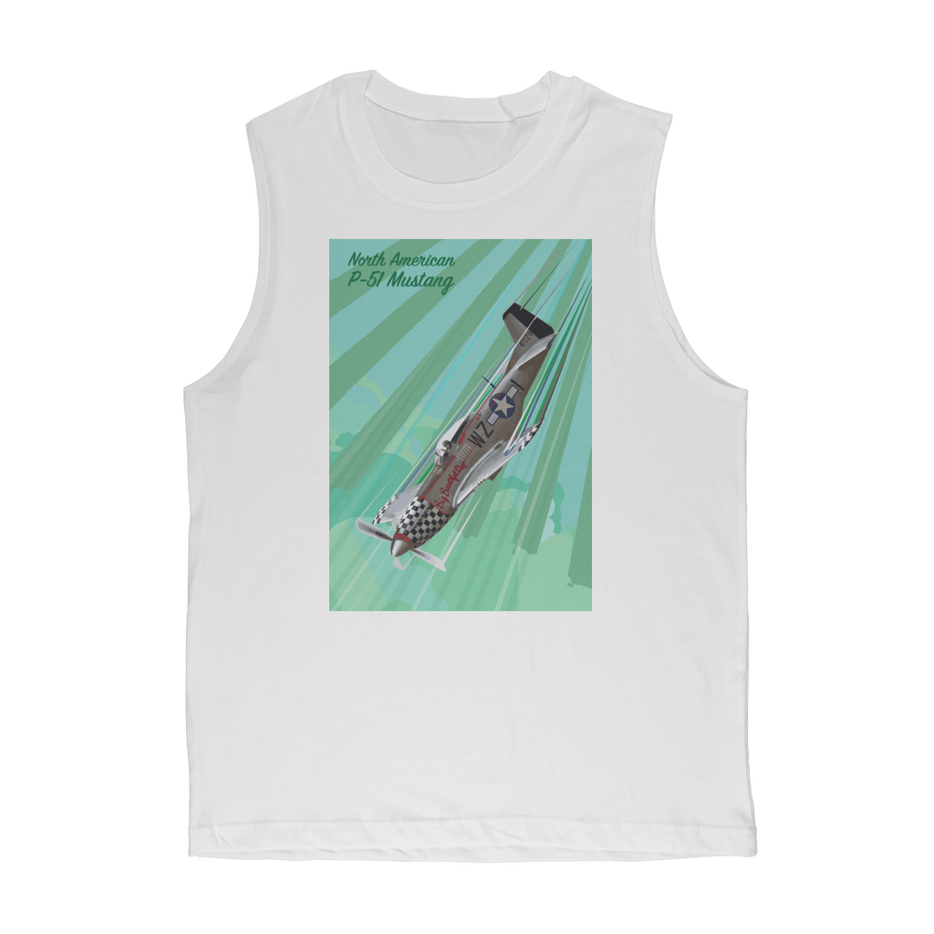 VIRGIN TEEZ Tank Top White / Unisex / S P-51 Mustang Pop Art Premium Adult Muscle Top