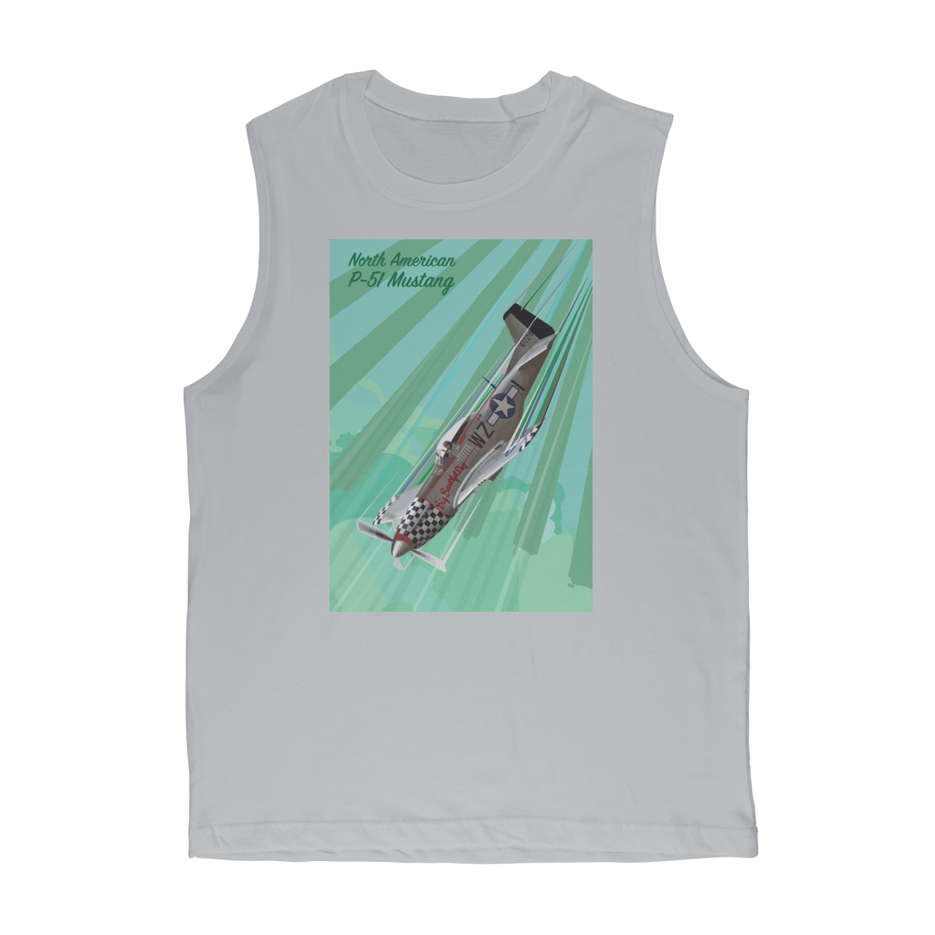 VIRGIN TEEZ Tank Top Light Grey / Unisex / S P-51 Mustang Pop Art Premium Adult Muscle Top