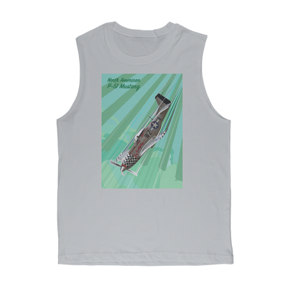 VIRGIN TEEZ Tank Top Light Grey / Unisex / S P-51 Mustang Pop Art Premium Adult Muscle Top