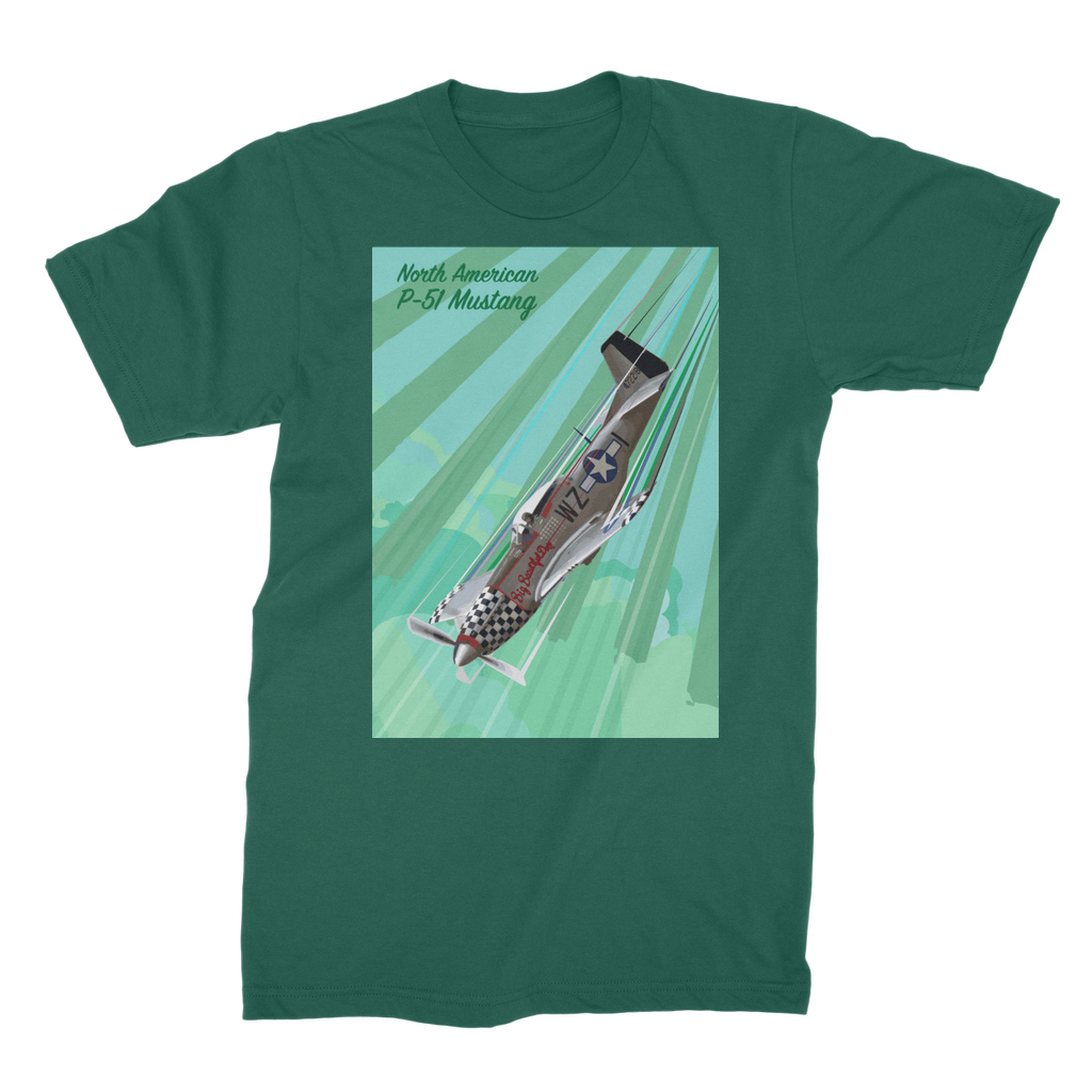 VIRGIN TEEZ Men T-Shirts Dark Green / Male / S P-51 Mustang Pop Art Premium Jersey Men's T-Shirt