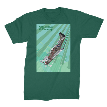 VIRGIN TEEZ Men T-Shirts Dark Green / Male / S P-51 Mustang Pop Art Premium Jersey Men's T-Shirt