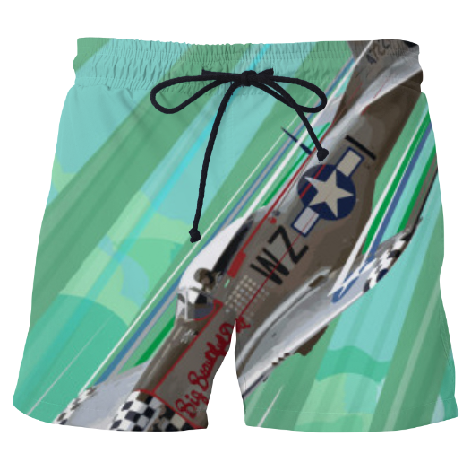 VIRGIN TEEZ Shorts P-51 Mustang Pop Art Shorts