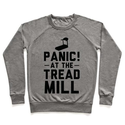 Virgin Teez  Pullover Crewneck Sweatshirt / x-small / Heathered Gray PANIC! AT THE TREADMILL CREWNECK SWEATSHIRT