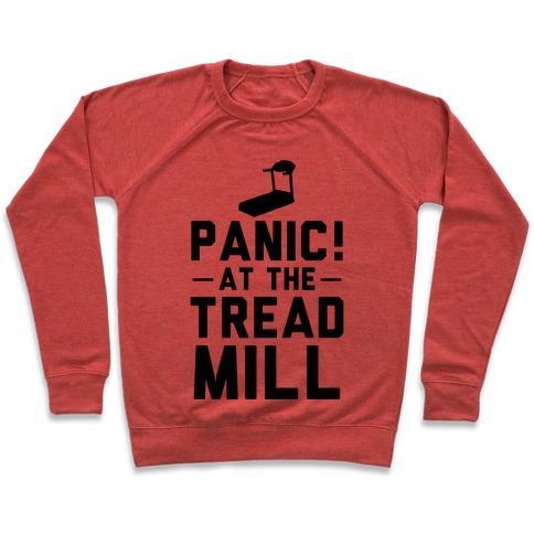 Virgin Teez  Pullover Crewneck Sweatshirt / x-small / Heathered Red PANIC! AT THE TREADMILL CREWNECK SWEATSHIRT