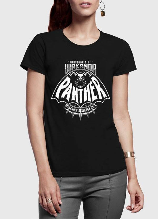 M Nidal Khan Women T-Shirt Panther Half Sleeves Women Black T-shirt