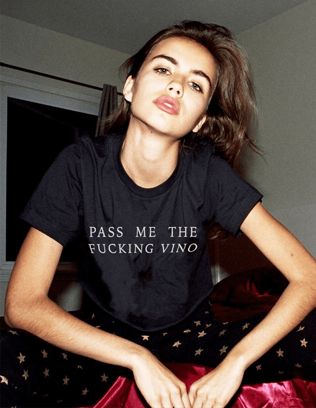 VIRGIN TEEZ Women T-shirt Pass Me The Fucking Wine Black Women's T-Shirt