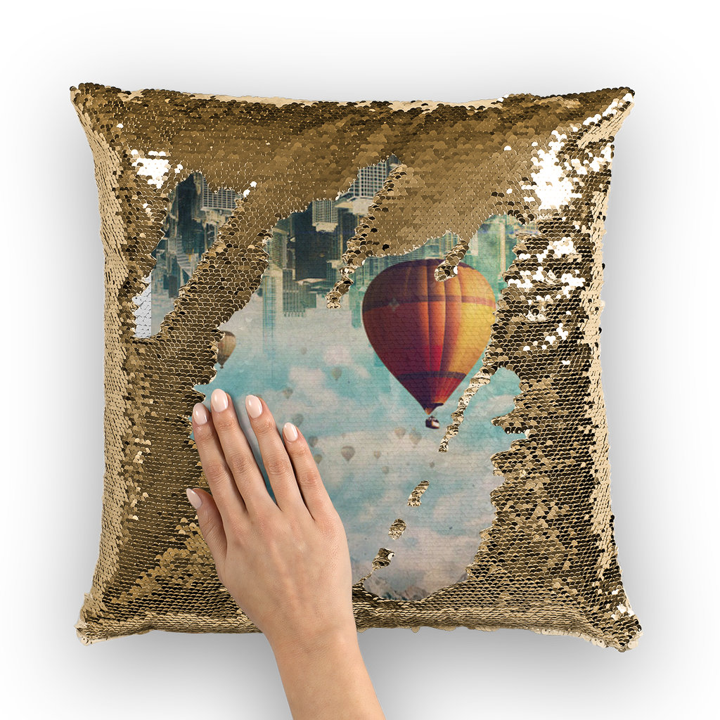 VIRGIN TEEZ Sequin Cover Gold / White Passing By Sequin Cushion Cover