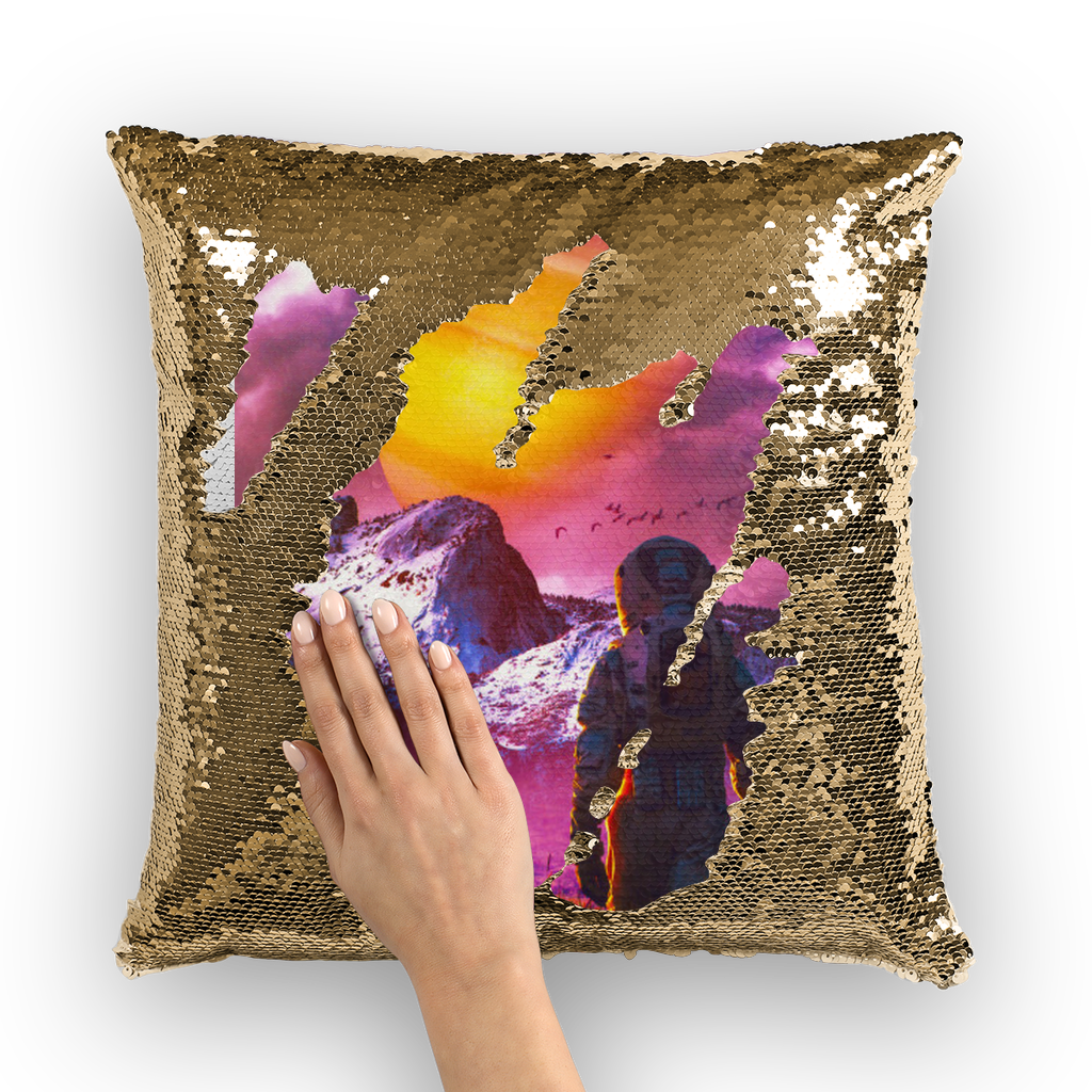 VIRGIN TEEZ Sequin Cover Gold / White Pathfinder Sequin Cushion Cover