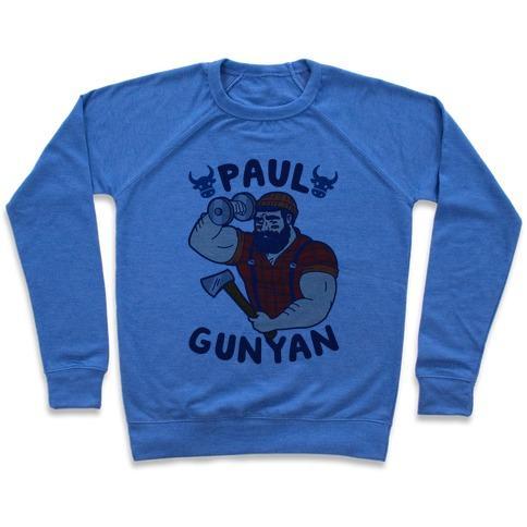 Virgin Teez  Pullover Crewneck Sweatshirt / x-small / Heathered Blue PAUL GUNYAN CREWNECK SWEATSHIRT