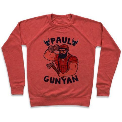 Virgin Teez  Pullover Crewneck Sweatshirt / x-small / Heathered Red PAUL GUNYAN CREWNECK SWEATSHIRT