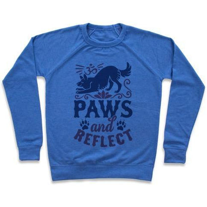 Virgin Teez  Pullover Crewneck Sweatshirt / x-small / Heathered Blue PAWS AND REFLECT (DOG) CREWNECK SWEATSHIRT