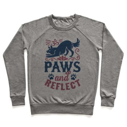 Virgin Teez  Pullover Crewneck Sweatshirt / x-small / Heathered Gray PAWS AND REFLECT (DOG) CREWNECK SWEATSHIRT