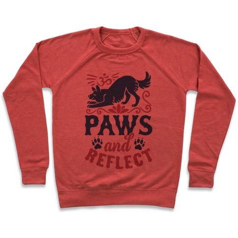 Virgin Teez  Pullover Crewneck Sweatshirt / x-small / Heathered Red PAWS AND REFLECT (DOG) CREWNECK SWEATSHIRT