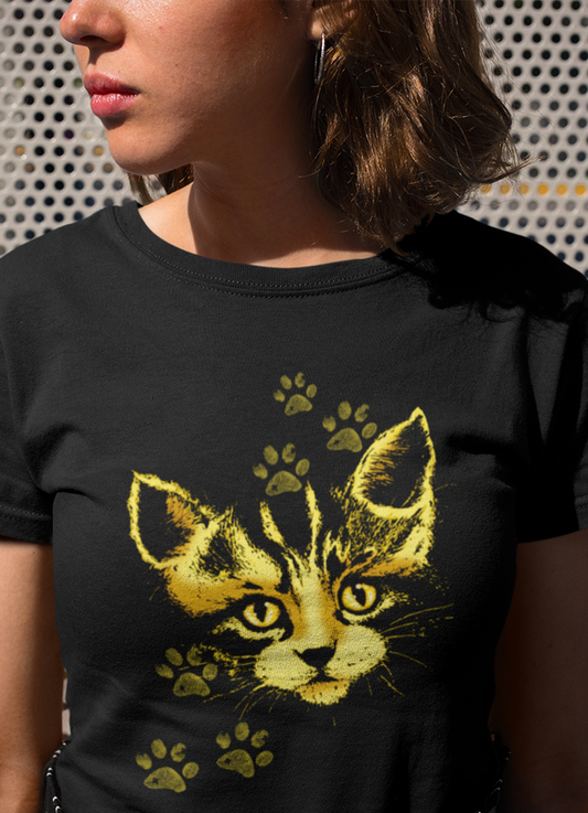 Virgin Teez Women T-Shirt Paws Cat  Women T-shirt