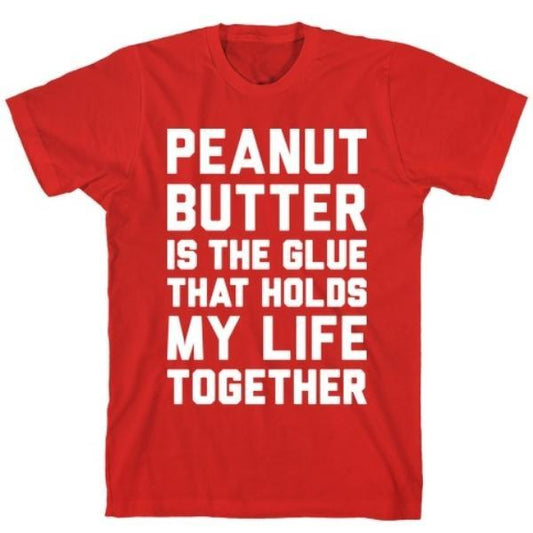 GYM FIT T-SHIRT PEANUT BUTTER IS THE GLUE RED T-SHIRT