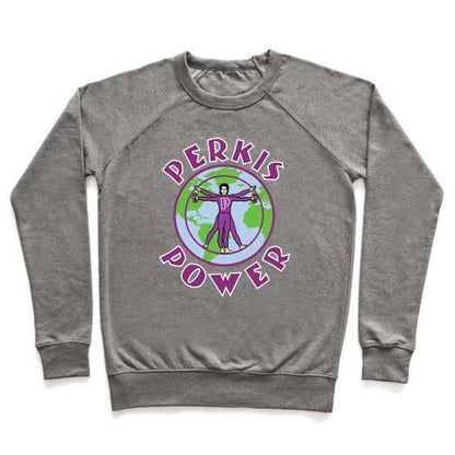 Virgin Teez  Pullover Crewneck Sweatshirt / x-small / Heathered Gray PERKIS POWER CREWNECK SWEATSHIRT