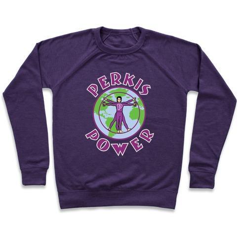 Virgin Teez  Pullover Crewneck Sweatshirt / x-small / Purple PERKIS POWER CREWNECK SWEATSHIRT