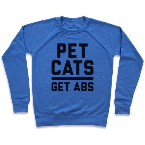 Virgin Teez  Pullover Crewneck Sweatshirt / x-small / Heathered Blue PET CATS GET ABS CREWNECK SWEATSHIRT