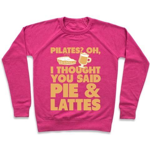 Virgin Teez  Pullover Crewneck Sweatshirt / x-small / Deep Pink PIES & LATTE CREWNECK SWEATSHIRT