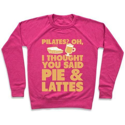 Virgin Teez  Pullover Crewneck Sweatshirt / x-small / Deep Pink PIES & LATTE CREWNECK SWEATSHIRT