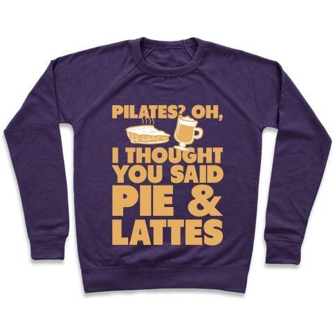 Virgin Teez  Pullover Crewneck Sweatshirt / x-small / Purple PIES & LATTE CREWNECK SWEATSHIRT