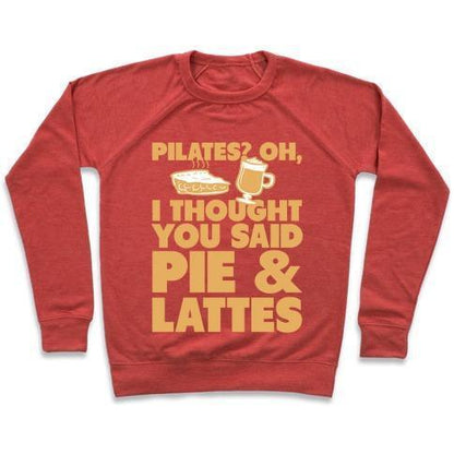 Virgin Teez  Pullover Crewneck Sweatshirt / x-small / Heathered Red PIES & LATTE CREWNECK SWEATSHIRT