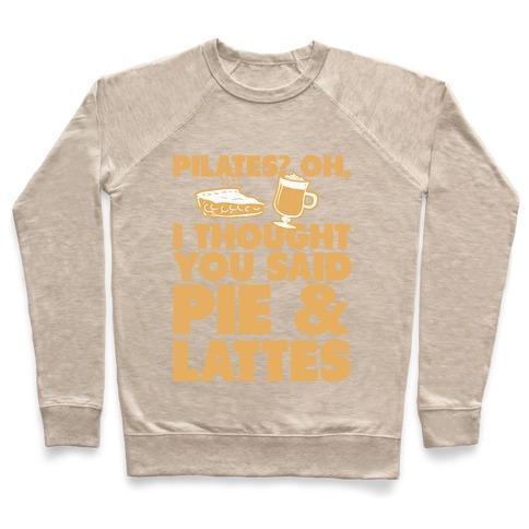 Virgin Teez  Pullover Crewneck Sweatshirt / x-small / Heathered Oatmeal PIES & LATTE CREWNECK SWEATSHIRT