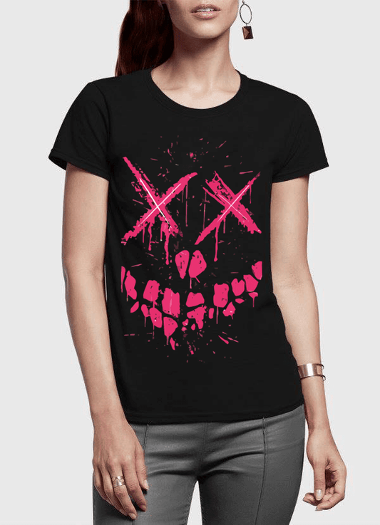 M Nidal Khan Women T-Shirt SMALL Pink Death Half Sleeves Women T-shirt