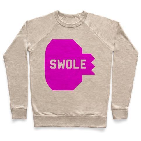 Virgin Teez  Pullover Crewneck Sweatshirt / x-small / Heathered Oatmeal PINK SWOLE MATES (SWOLE) CREWNECK SWEATSHIRT