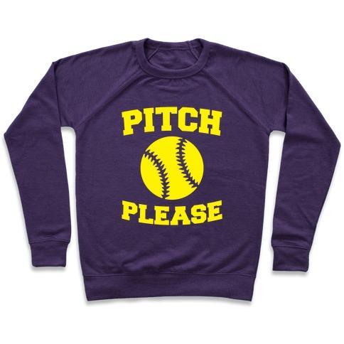 Virgin Teez  Pullover Crewneck Sweatshirt / x-small / Purple PITCH PLEASE CREWNECK SWEATSHIRT