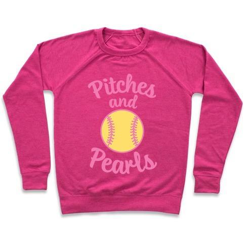 Virgin Teez  Pullover Crewneck Sweatshirt / x-small / Deep Pink PITCHES AND PEARLS CREWNECK SWEATSHIRT