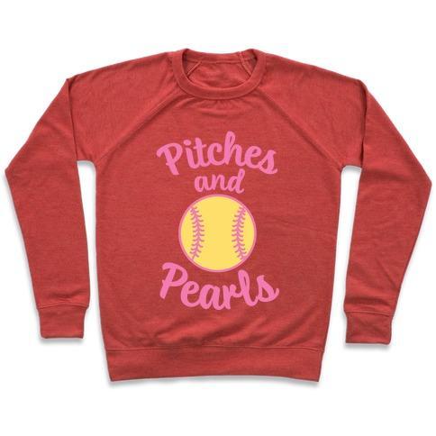 Virgin Teez  Pullover Crewneck Sweatshirt / x-small / Heathered Red PITCHES AND PEARLS CREWNECK SWEATSHIRT