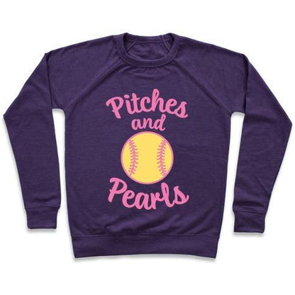 Virgin Teez  Pullover Crewneck Sweatshirt / x-small / Purple PITCHES AND PEARLS CREWNECK SWEATSHIRT