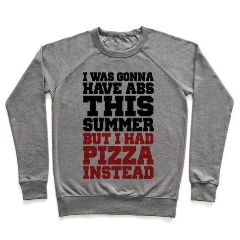 Virgin Teez  Pullover Crewneck Sweatshirt / x-small / Heathered Gray PIZZA BODY FOR THE SUMMER CREWNECK SWEATSHIRT