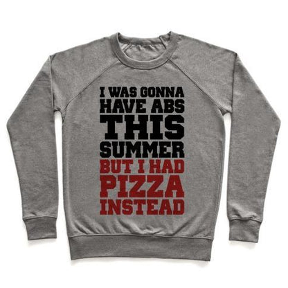 Virgin Teez  Pullover Crewneck Sweatshirt / x-small / Heathered Gray PIZZA BODY FOR THE SUMMER CREWNECK SWEATSHIRT