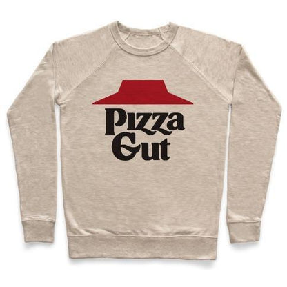 Virgin Teez  Pullover Crewneck Sweatshirt / x-small / Heathered Oatmeal PIZZA GUT CREWNECK SWEATSHIRT