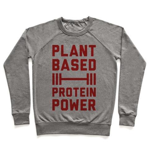 Virgin Teez  Pullover Crewneck Sweatshirt / x-small / Heathered Gray PLANT BASED PROTEIN POWER CREWNECK SWEATSHIRT