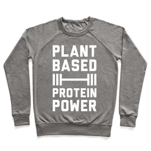 Virgin Teez  Pullover Crewneck Sweatshirt / x-small / Heathered Gray PLANT BASED PROTEIN POWER CREWNECK SWEATSHIRT