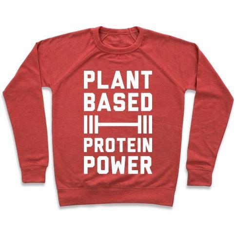 Virgin Teez  Pullover Crewneck Sweatshirt / x-small / Heathered Red PLANT BASED PROTEIN POWER CREWNECK SWEATSHIRT