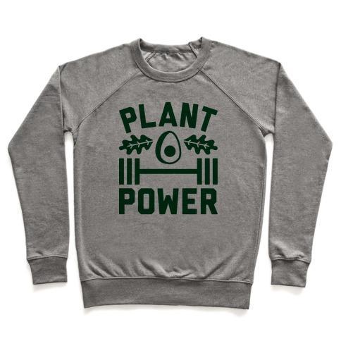 Virgin Teez  Pullover Crewneck Sweatshirt / x-small / Heathered Gray PLANT POWER CREWNECK SWEATSHIRT