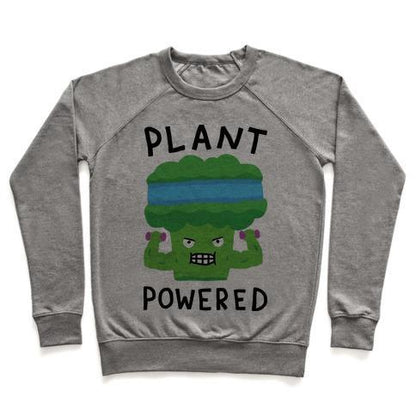 Virgin Teez  Pullover Crewneck Sweatshirt / x-small / Heathered Gray PLANT POWERED CREWNECK SWEATSHIRT