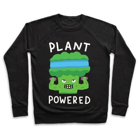 Virgin Teez  Pullover Crewneck Sweatshirt / x-small / Black PLANT POWERED CREWNECK SWEATSHIRT